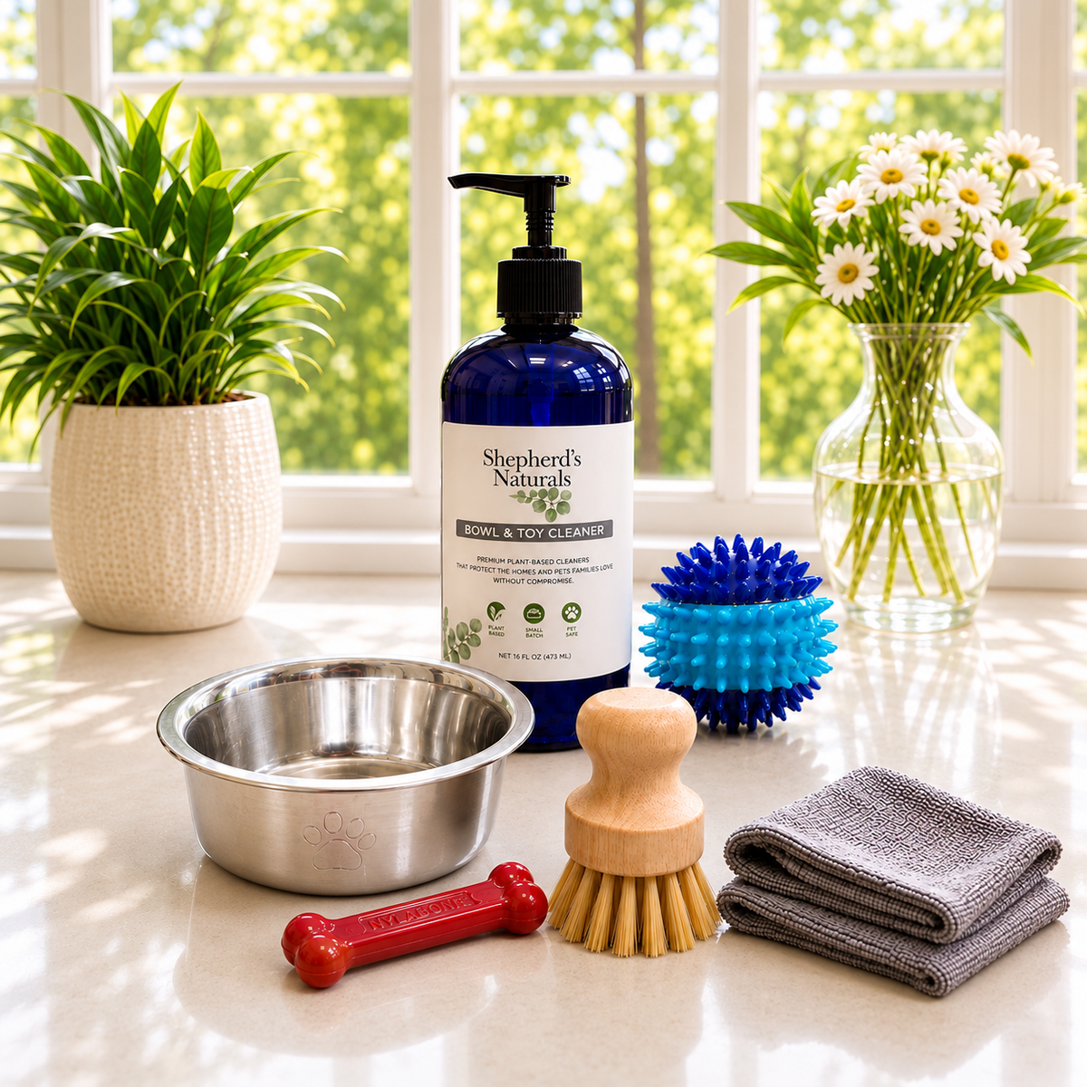 Shepherd’s Naturals Bowl & Toy Cleaner — 16 fl oz bottle.