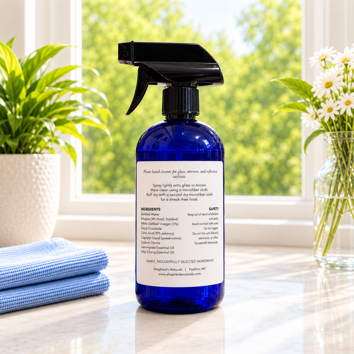 Shepherd’s Naturals Glass Cleaner — ingredient label.